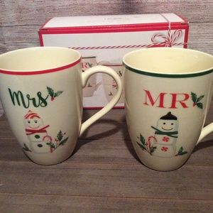 LENOX MR. & MRS. Christmas Mugs Set of 2 Hosting the Holidays